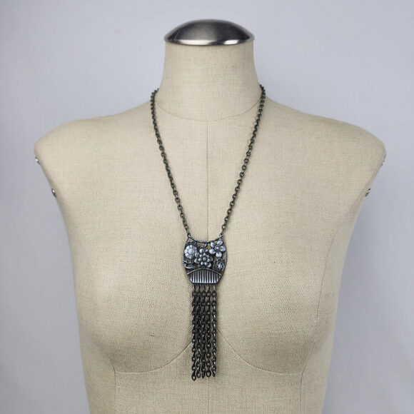 Vintage Sarah Coventry Floral Chain Tassel Pendant Necklace - Picture 1 of 8